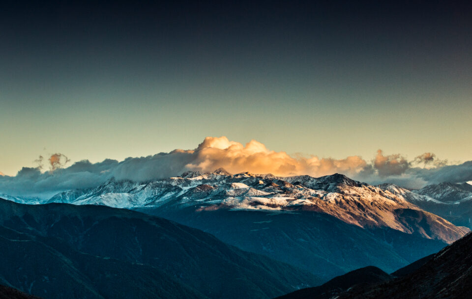 Sunrise over a mountain range